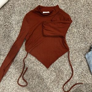 Large Brown/Dark Red cropped sweater